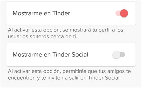 ocultar perfil tinder|Ajustes de privacidad 